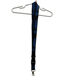 Adidas Lanyards Black Blue Detachable Keychain Clip ID Holder Strap